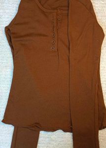 Ribbed Long Sleeve Henley Top