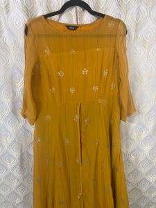 Mustard Yellow Printed Kurta