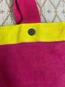 Fastrack Pink &amp; Yellow Canvas Tote Bag