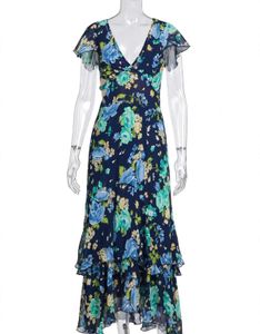 Chic Navy Floral Midi Dress