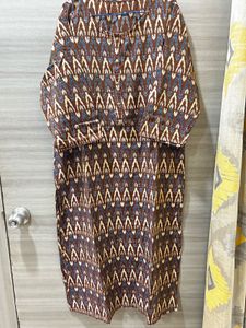 Brown Ikat Print Kurta with pants