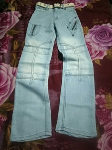 RARE Y2K ZIPWORK STRAIGHT FIT JEANS WITH BELT