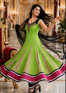 Stunning Green Anarkali Kurta Set