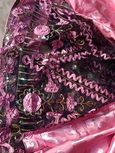 Pink &amp; Black Embellished Lehenga Choli