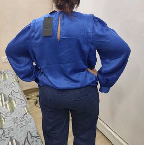 Calvin Klein Royal Blue Satin Top - XXL
