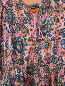 Pink Blue Paisley Maxi Dress | Full Length |