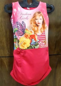 Hot Pink Partywear Frock For 7 To 11 Years Girls