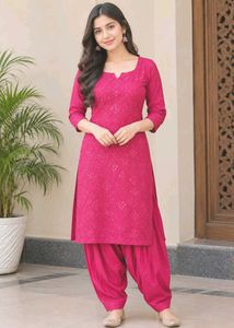 Vibrant Pink Printed Kurta set