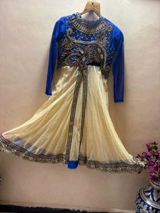 Blue &amp; Gold Embroidered Anarkali