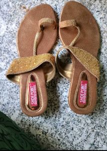 new golden Flat Sandals