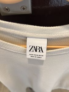Zara Cream Textured T-shirt