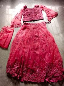 Never Worn Mauve Embroidered Lahenga Choli