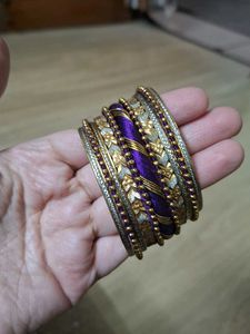 Vibrant Purple & Gold Bangle Set