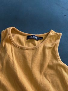 Yellow Ribbed Crop Top