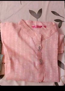 Peach Mandarin Collar Top