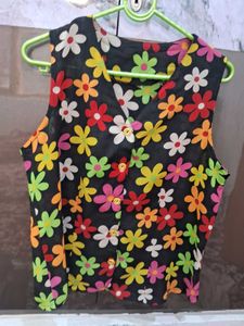 Retro Floral Print Sleeveless Vest