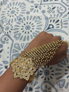 Sparkling Hand Harness Bracelet Along With Ring