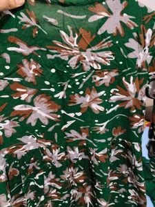 Green Floral Print alia cut suit set