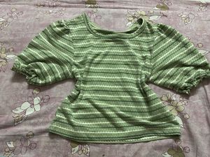 Striped Puff Sleeve Top