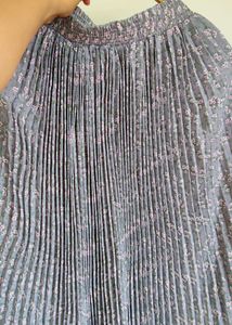 Grey Accordian Pleated Skirt