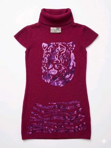 Fuchsia Tiger Knit Sweater Dress