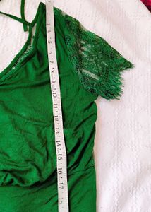 Shein Franchy Tie Backv Neck Contst Lace Top
