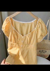 Chic Yellow Gingham Puff Sleeve Top