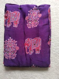 Elegant Purple Elephant Print Saree