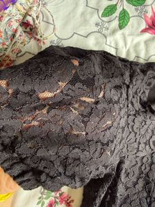 Black Lace Puff Sleeve Corset Top