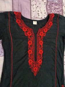 Embroidered Black Kurta