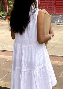 Chic White Tiered Midi Dress