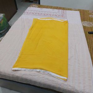 Bright Yellow Dupatta with White Border