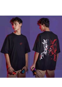 Anime Graphic Print Oversized Black T-Shirt