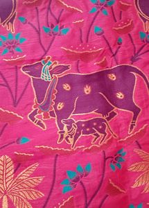 78)Pink Fabric with Bird Embroidery Saree