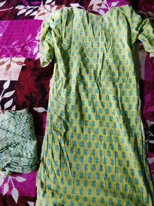 Green Printed Kurta Set