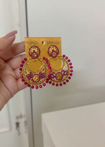 Stunning Gold &amp; Pink Dangle Earrings