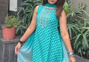 Beautiful Teal Kurta with Mirror Work