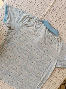 Men's Light Blue Printed Polo Shirt