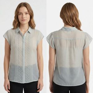 Sheer Textured Button-Up Top
