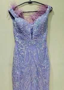 Lavender Sequin Party Evening Gown