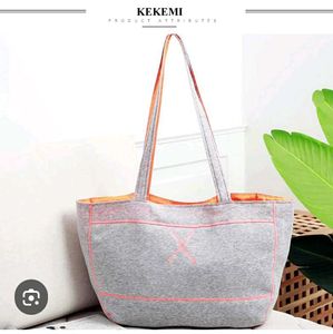 Gray Tote Bag with Orange Trim