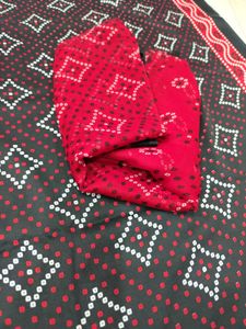 Red bandhani printed crepe material