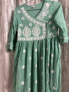 Embroidered Green Kurta