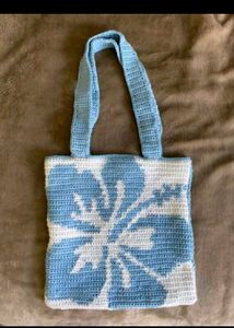Handmade Crochet Flower Tote Bag