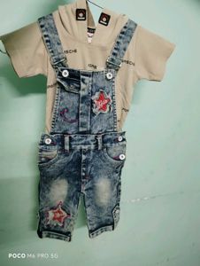 Cute Denim Overalls &amp; T-Shirt Set