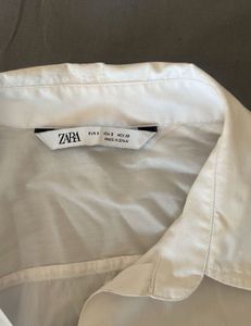 Zara fitted Classic White Button-Up Shirt