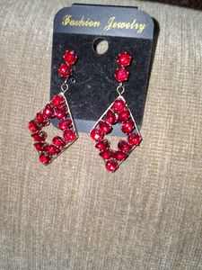 Dazzling Red Gemstone Drop Earrings