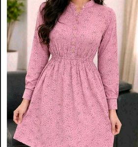 Chic Pink Printed Midi Dress