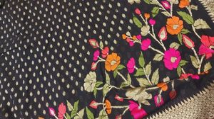 Black Banarasi Kaddi Georgette Saree