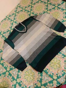 Striped V-Neck Knit Sweater